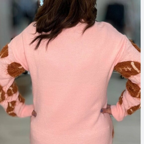 Simply Southern Football Pink Fuzzy Sweater NEW Small - Picture 4 of 10